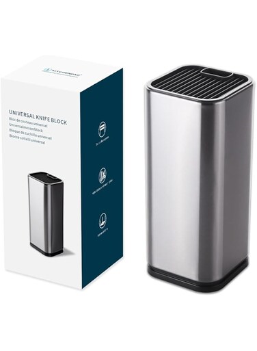 Kitchendao Universal Knife Block Holder, Fingerprint-proof Coated Stainless Steel, Modern Design with Scissors-Slot, Compact for Easy Storage, by