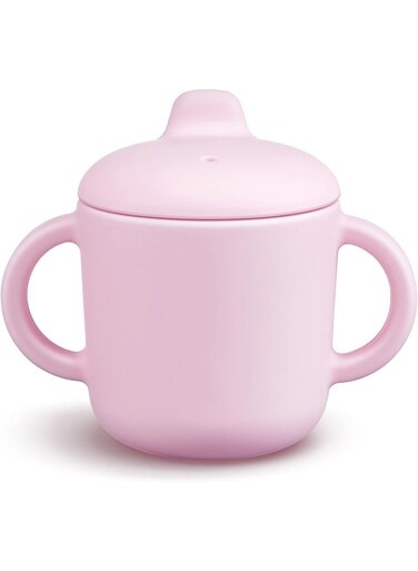 Silicone Drinking Cup with Handles, Soft Grip Cup with Lid, 5oz Spill-Resistant Design, Microwave and Dishwasher Safe &acirc;&euro;&ldquo; Pink