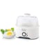 Black &amp; Decker 280w 6 piece egg cooker with cooking rack and 2 poaching pan dry boil auto shutoff protection transparent cover white body, for perfect eggs eg200-b5 years warranty