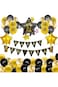6-Set Mixed New Year Balloons, 12" Latex &amp; Foil, 5pcs/Set with Party Pull Flags, Festive Decor
