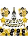6-Set Mixed New Year Balloons, 12" Latex &amp; Foil, 5pcs/Set with Party Pull Flags, Festive Decor