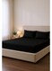 Cotton 3-Piece Microfiber Double Fitted Sheet Set &acirc;&euro;&ldquo; Black Striped 150 x 200 cm with Full Elastic &amp; 2 Pillowcase