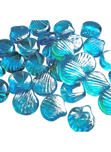 Aquarium Glass Stones Decorative Marbles Pebbles, Freshwater Artificial Frosted Rocks Fish Bowls Gravels for Tank Crafts Decor Vase Filler 500g (Sea Blue)