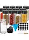 12 PCS Spice Jars with Labels, 4 oz Glass Spice Jars with Lids, Spice Box set with Stickers, Collapsible Funnel, Cleaning Brush, Pens