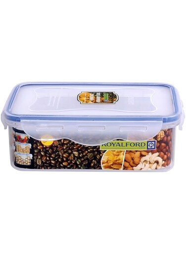 Royalford 1000ml Meal Prep Container   Transparent Food Container   BPA Free, Reusable, Airtight Food Storage Tray with Snap Locking Lid   Microwavable, Freezer &amp; Dishwasher Safe  Bento Lunch Box