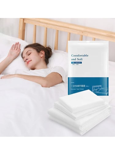 Travel Disposable Bedding Set - Portable Non-Woven Bedspread, Duvet Cover, and Pillowcase for Hotels, Camping, and Overnight Stays - Ideal for Double Models and Soiled Sleeping Bags.