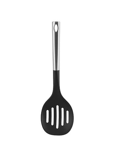 Royalford Nylon Slotted Turner Steel handle with Soft Grip Handle, Non Stick Safe Nylon