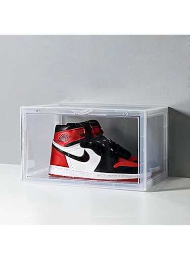 Shoe Box Shoe Storage Box,Shoe Box Clear Plastic Stackable,Drop Front with Lids,Shoe Organizer and Containers For Men/Women Shoe Box Plastic Side Open with Magnetic Door, Transparent