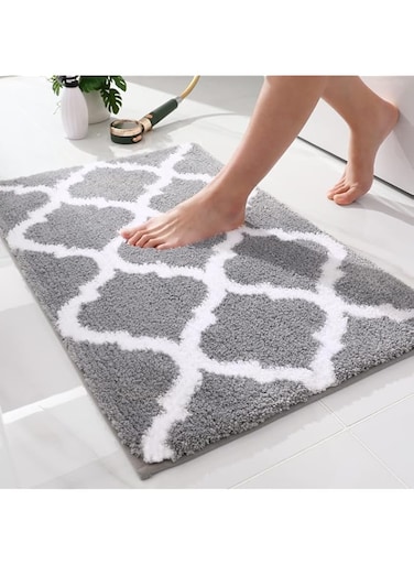 OLANLY Bathroom Rugs 30x20, Soft and Absorbent Microfiber Bath Rugs, Non-Slip Shaggy Shower Carpet, Machine Wash Dry, Bath Mats for Bathroom Floor, Tub and Shower, Grey
