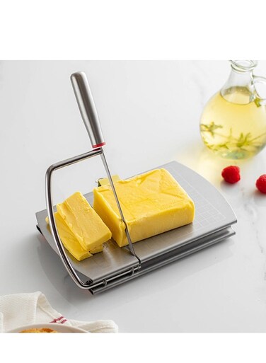 Slicer, Multipurpose Cheese Cutter Stainless Steel Cheese Slicers for Block Cheese, Butter, Sausages, Fruits Kitchen Gadget Cheese Cutting Board