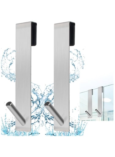 YEPREM Amzuia 2Pcs Shower Glass Door Hooks - 5.1 Inches Extended Shower Door Hooks - Shower Hooks - No Drilling Shower Hooks - Glass Door Hook,for Bathroom Frameless Glass Shower Door