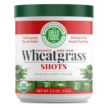 Green Foods Organic And Raw Wheatgrass Shots Freshly Squeezed Pure Juice Powder 150g