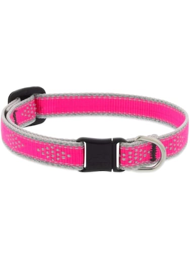 Lupine Pet Reflective Huighlights Cat Collar with Safety Buckle 8-12" &ndash; Pink Diamond
