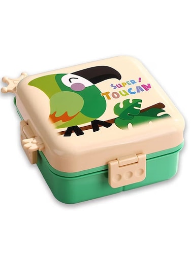 علبة طعام موبكوس باروت ذات طبقتين و3 أحزمة، مصنوعة من الفولاذ المقاوم للصدأ، معزولة حرارياً، صندوق غداء بينتو 1120 مل + 70 مل للأطفال (لون أخضر كريمي)