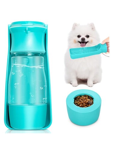 FDTY Dog Water Bottle - Leak Proof Portable Puppy Water Dispenser with Drinking Food Container for Pet Outdoor Walking, Traveling, Hiking