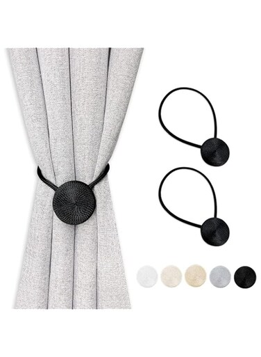 NOSKIN Drapery Curtain Tiebacks Magnetic Tiebacks for Curtains 2 Pack Black Curtain Holdbacks for Drapes Curtain Holders for Wall No Screw