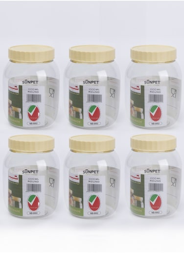 6-Piece Plastic Spice Storage Jar 1000ML