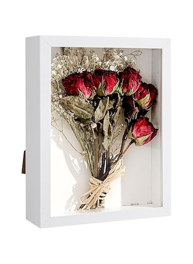 3D Picture Frame, 15 x 20 cm, Picture Frame, Deep Box with for Wall Hanging or Desktop,Display Case with Mat for Wall-Hanging Picture Showcase, Family Memory Gifts (White 1pcs)