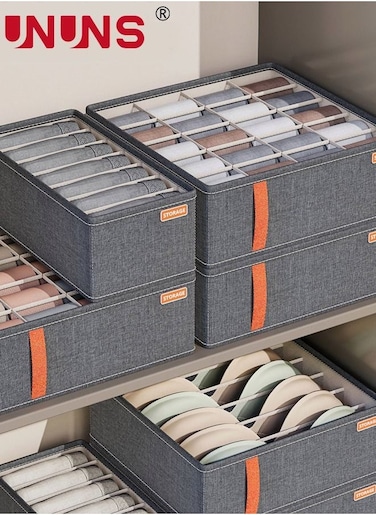 Underwear Storage Box,Set Of 3 Foldable Divider Organizers,Closet Storage Boxes For Socks,Bras,Ties,Scarves(20+6+7,Dark Gray)