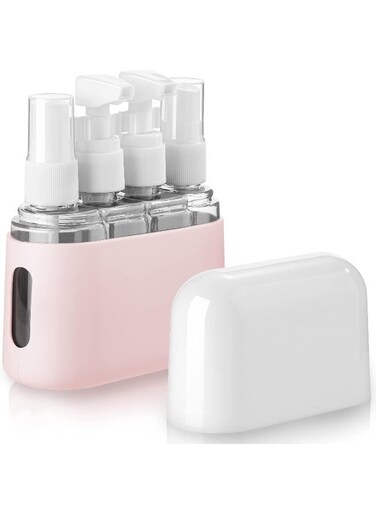 4-in-1 Travel Toiletries Bottles Set, Leak Proof Dispenser with Labels and Storage Box