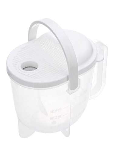 Rice Washing Bowl With Strainer Cover White/Clear