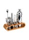 Bar Tool Set with Stylish Bamboo Stand Silver 10cm