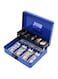 xydled Metal Cash Box, Cash Box with Money Tray and Combination Lock, Storage Box, Blue,4 Bill / 5 Coin Slots,11.8" x 9.5" x 3.5",Blue