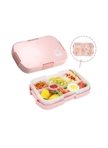 COOLBABY Kids Lunch Box, Bento Box for Kid with 6 Compartments, Suitable for Microwave and Dishwasher, 920ml Lunch Container for Kids(Pink）
