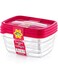 Hobby Life 0.3 Litre 3-Piece Plastic Trend Rectangular Storage/Food Saver Box Set, Transparent, Pink, 3 x 0.3 Lt