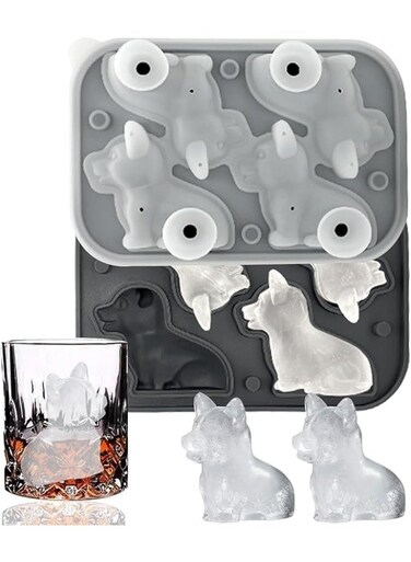 Dog 3D Ice Cube Mold, Ice Cube Tray with Funnel, Silicone Fun Shapes Ice Mold, Cute Dog Ice Ball Mold, Large Craft Ice Mold, Big Dog Ice Cube Trays, for Whiskey, Coffee, Milk, Tea