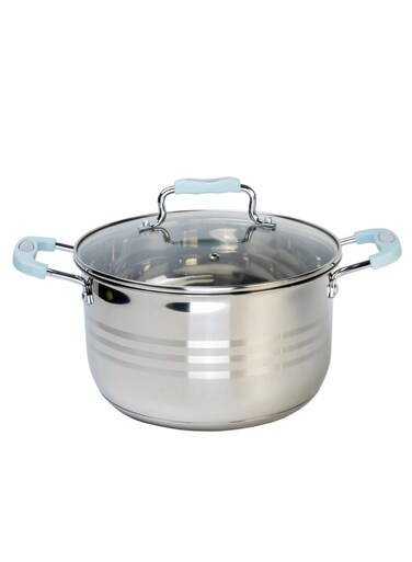 Stainless Steel Casserole With Blue Color Silicon Handle