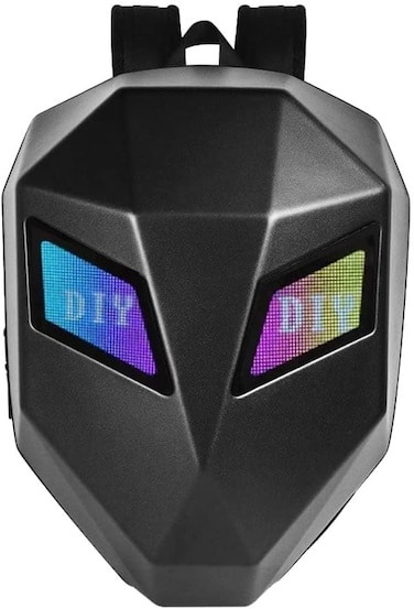 Crony Iron Man LED Display Backpack Upgrade Iron Man LED Backpack Screen Knight Motorcycle Backpack Cool Travel Bag Scooter Bag