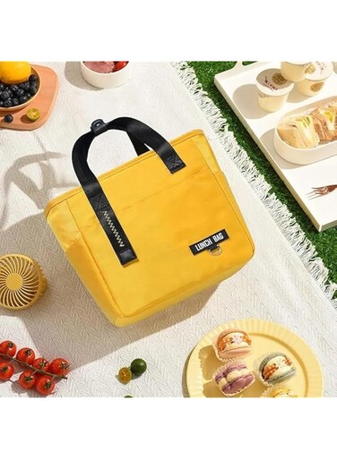VIO Insulated Waterproof Lunch Bag, Thermal Reusable Lunch bag for Office Work School College Travel Picnic, Small Cooler Tote Bag for Men Women Boys Girls Indoor Outdoor (Yellow)
