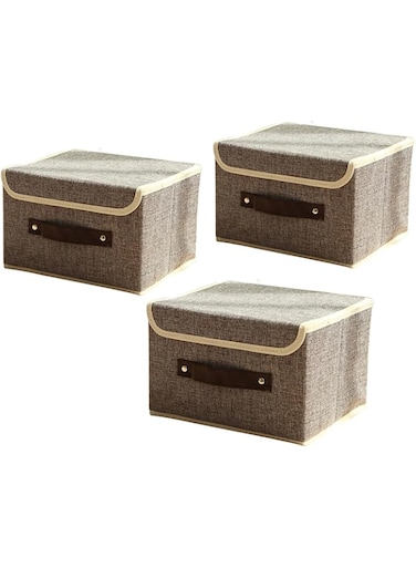 Jorunb Clothes Organizer Drawer with Cover, Foldable Fabric Storage Boxes Cloth Storage Organizer Drawer Storage Cubes, Wardrobe Clothes Organizer Toys Storage Bin for Underwear Socks (3pc)