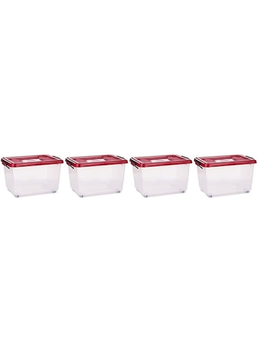 Cosmoplast 22L Clear Plastic Storage Box with Wheels &amp; Lockable Lid Set of 4