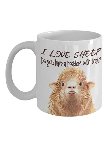 I Love Sheep Printed Coffee Mug White