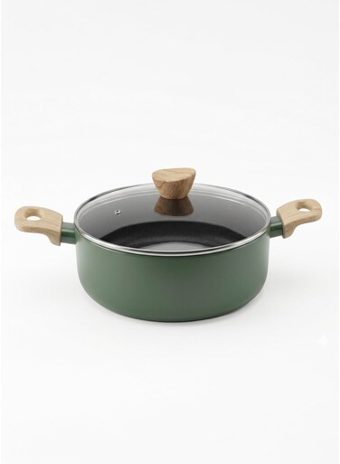 24cm Casserole with Glass Lid - High-Quality Non-Stick Aluminium Pot for Healthy Meals, Even Heat Distribution, Durable, Easy to Clean, Ideal for Soups, Stews, Saut&Atilde;&copy;ing &amp; Home Cooking