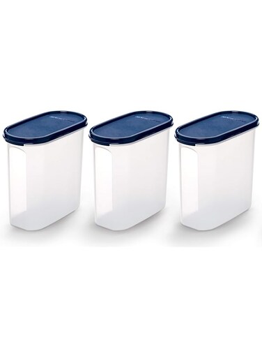 Signoraware Modular Oval No.3 Plastic Container Set 1.7 Litres Set of 3 Mod Blue