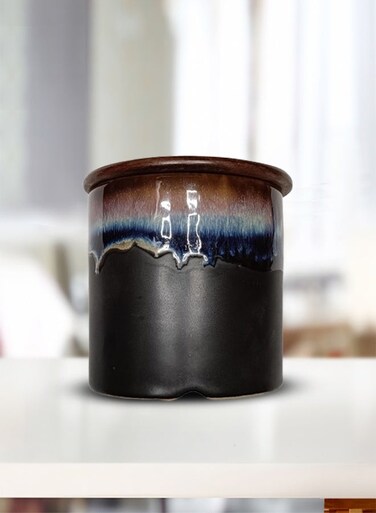 And Twine Royal Black Blue Shaded Circular Canister Set of 2