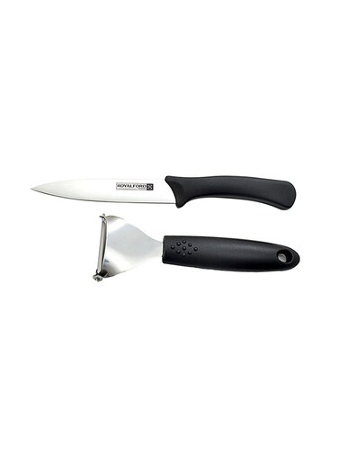 2-Piece Utlity Knife Set Silver Black 26cm