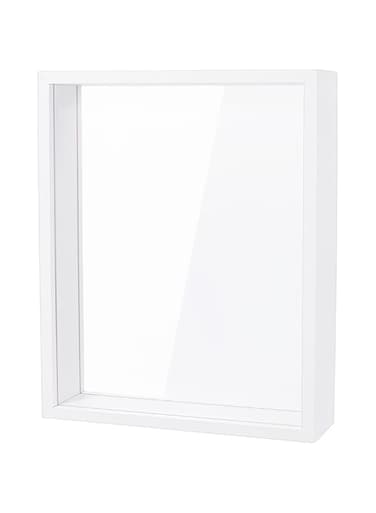 OLYCRAFT 8.3x2.4x10.2 inch Rectangle Shadow Box Wood Shadow Box Display Case Shadow Box Frame with Double Sided Clear Acrylic Window for Dried Flowers Leaves Specimen - White