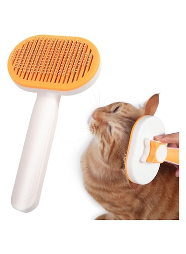 MRIMAYA Self Cleaning Slicker Brush Cat and Dog Pet Hair Removal Brush Cat Massage Comb with Button and Soft Bent Pain-Free Bristles for Shedding and Grooming for Dogs Puppy Rabbit