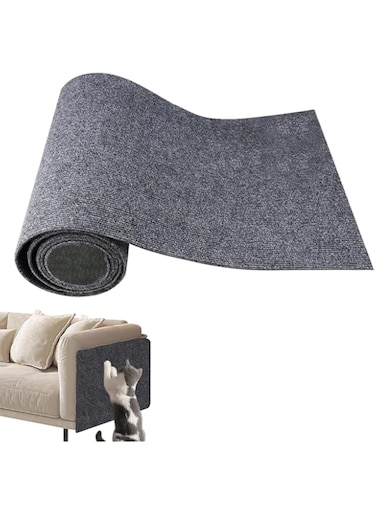 TOMVAES Cat Scratching Mat, Dark Grey Self-Adhesive Carpet, Trimmable Cat Scratcher Pad, Furniture Protector, Couch Floor Wall Bed Protection Mat, Pet Climbing Pad, 40 * 200cm
