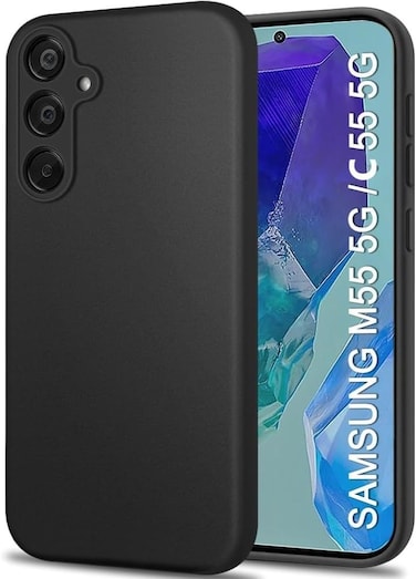 Case for Samsung Galaxy M55 / Samsung Galaxy C55, Camera Protection Ultra Slim Soft TPU Silicone Matte Shockproof Bumper Full-Body Protective Cover for Samsung Galaxy M55 / Samsung Galaxy C55 Black