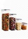 Plastic Food Containers, Set of 4 Lockable Airtight Storage Organizer for Cereal, Grains, Rice and Dry Foods, BPA-Free Pantry Storage Containers, Moisture-Proof Kitchen Containers, 2800ml, 2000ml and 800ml, Clear