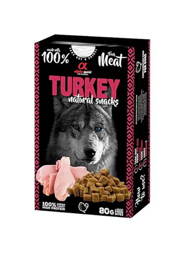 Alpha Spirit Natural Snacks For Dogs, Fresh Turkey Meat 80g