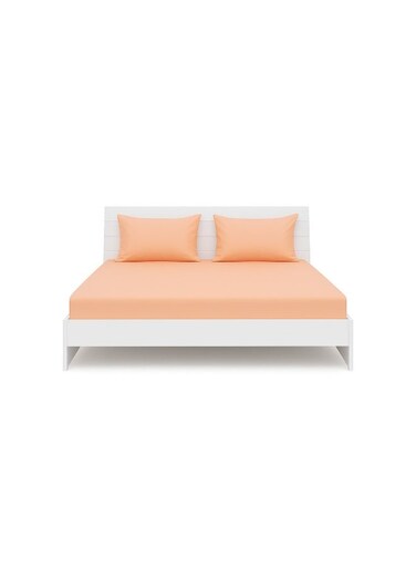 3-Piece Fitted Sheet And Pillowcases Set cotton_blend Peach