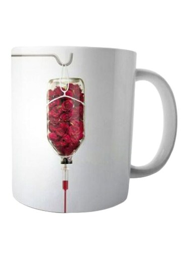 Print Printed Ceramic Mug White/Red/Silver