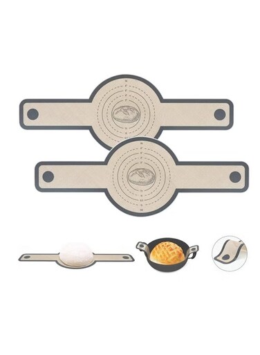 2 PCS Silicone Bread Sling for Oven, Non-Stick and Easy Clean Reusable Silicone Bread Baking Mat with Long Handles, Easy to Transfer Sourdough Bread (Grey)