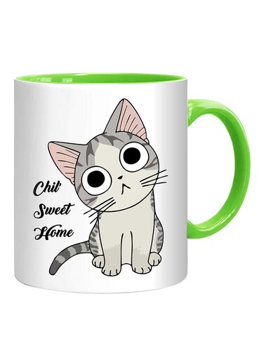 Styles Chili Sweet Home Cat Mug White/Grey/Green 10centimeter
